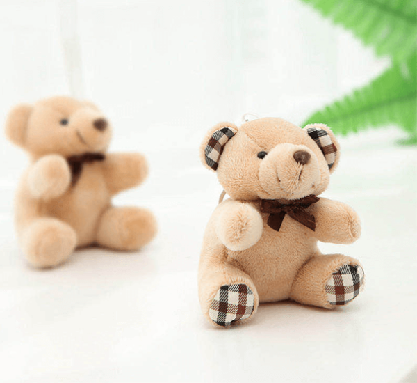 Açık Kahve Renkli Peluş Ayıcık Anahtarlık 12 Adet - 10cm