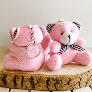 Pembe Peluş Ayıcık 12 Adet - 9cm