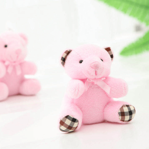 Pembe Renkli Peluş Ayıcık Anahtarlık 12 Adet - 10cm
