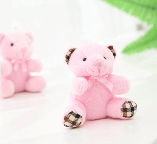 Pembe Renkli Peluş Ayıcık Anahtarlık 12 Adet - 10cm