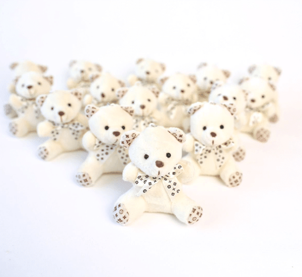 Beyaz Peluş Ayıcık 12 Adet - 10cm - Görsel 2