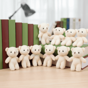 Minik Beyaz Peluş Tatlı Ayıcık Anahtarlık 12 Adet - 10cm