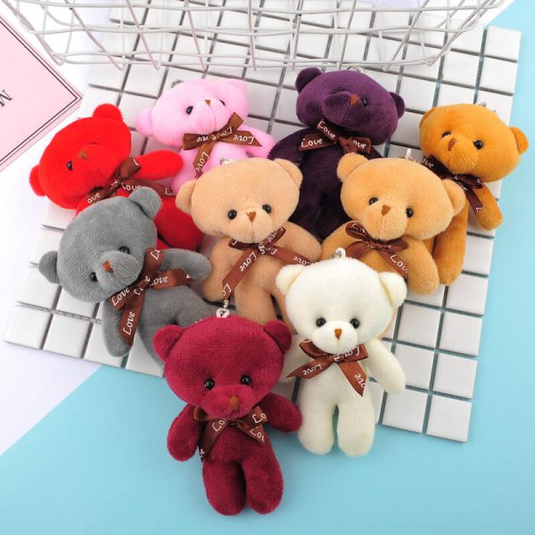 Açık Kahve Renkli Papyonlu Peluş Ayıcık Anahtarlık 12 Adet - 12cm - Görsel 5
