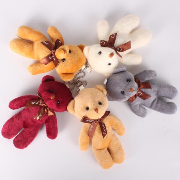 Açık Kahve Renkli Papyonlu Peluş Ayıcık Anahtarlık 12 Adet - 12cm - Görsel 6
