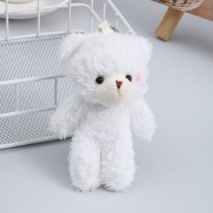 Elbisesiz Beyaz Peluş Ayıcık Anahtarlık 12 Adet - 10cm