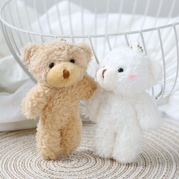 Elbisesiz Beyaz Peluş Ayıcık Anahtarlık 12 Adet - 10cm - Görsel 6