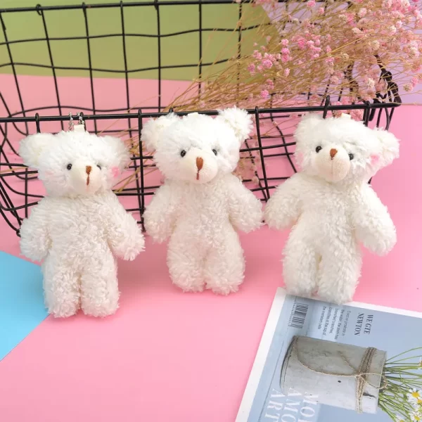 Elbisesiz Beyaz Peluş Ayıcık Anahtarlık 12 Adet - 10cm - Görsel 7