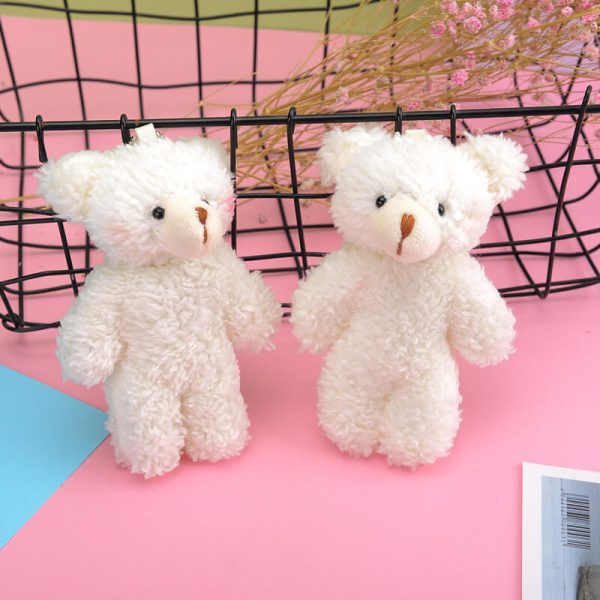 Elbisesiz Beyaz Peluş Ayıcık Anahtarlık 12 Adet - 10cm - Görsel 5